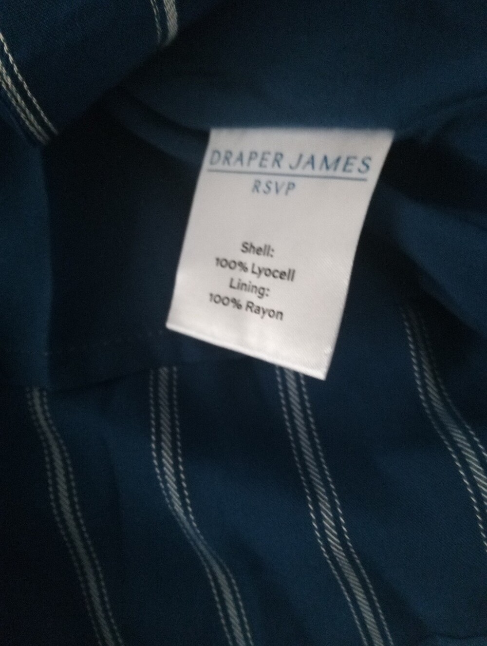 Draper James Striped Navy Button-Front Shirt Dress with Waist Tie - Picture 10 of 12